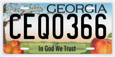 GA license plate CEQ0366