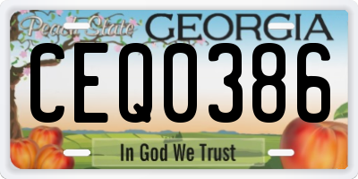 GA license plate CEQ0386