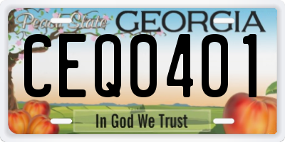 GA license plate CEQ0401