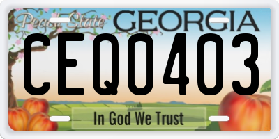 GA license plate CEQ0403