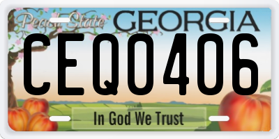 GA license plate CEQ0406