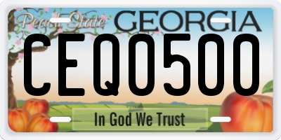 GA license plate CEQ0500
