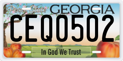 GA license plate CEQ0502