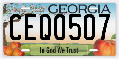 GA license plate CEQ0507