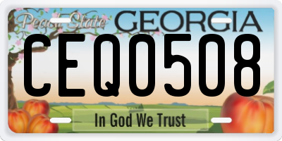GA license plate CEQ0508