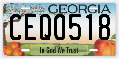 GA license plate CEQ0518
