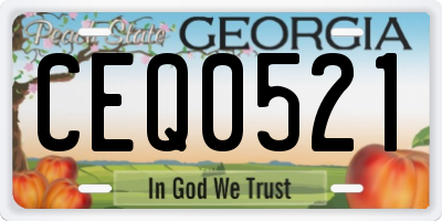 GA license plate CEQ0521