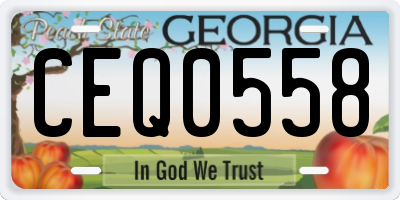 GA license plate CEQ0558