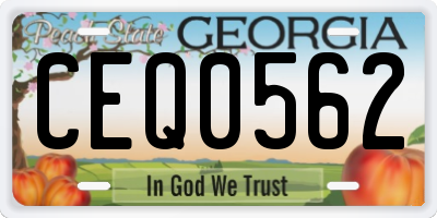 GA license plate CEQ0562