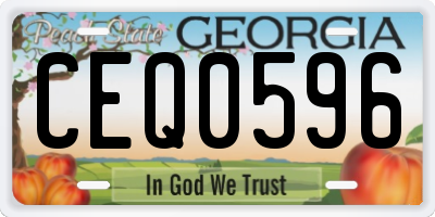 GA license plate CEQ0596