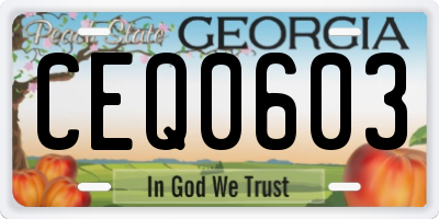 GA license plate CEQ0603
