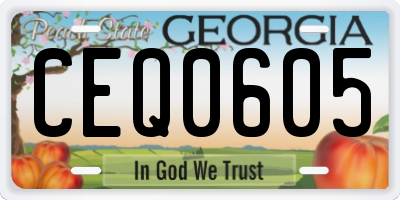 GA license plate CEQ0605