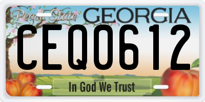 GA license plate CEQ0612