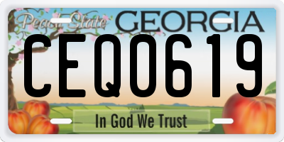 GA license plate CEQ0619