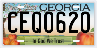 GA license plate CEQ0620