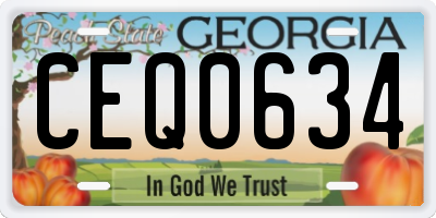 GA license plate CEQ0634