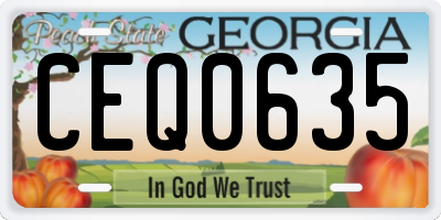 GA license plate CEQ0635