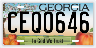 GA license plate CEQ0646