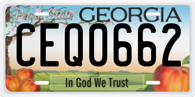 GA license plate CEQ0662