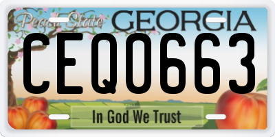 GA license plate CEQ0663