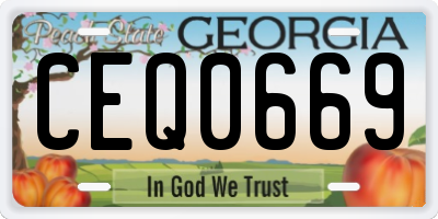 GA license plate CEQ0669