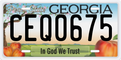 GA license plate CEQ0675