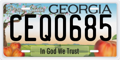 GA license plate CEQ0685