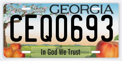 GA license plate CEQ0693