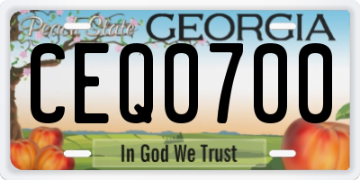 GA license plate CEQ0700