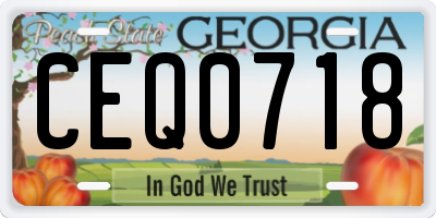 GA license plate CEQ0718