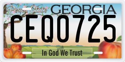 GA license plate CEQ0725