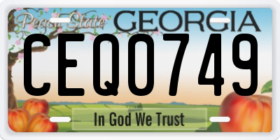 GA license plate CEQ0749