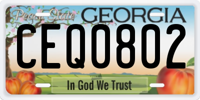 GA license plate CEQ0802