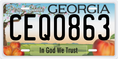 GA license plate CEQ0863
