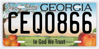 GA license plate CEQ0866