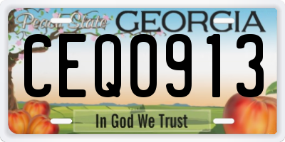 GA license plate CEQ0913