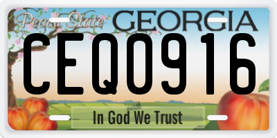 GA license plate CEQ0916