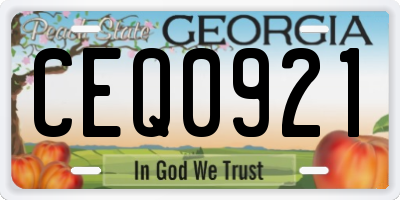 GA license plate CEQ0921
