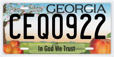 GA license plate CEQ0922