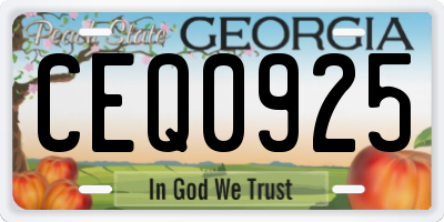 GA license plate CEQ0925