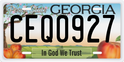 GA license plate CEQ0927
