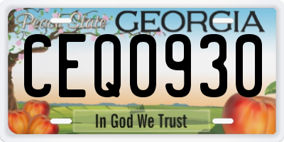 GA license plate CEQ0930
