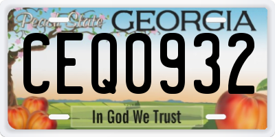 GA license plate CEQ0932