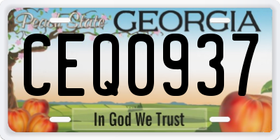 GA license plate CEQ0937