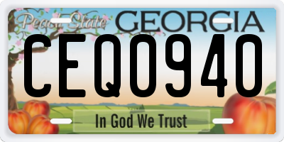 GA license plate CEQ0940