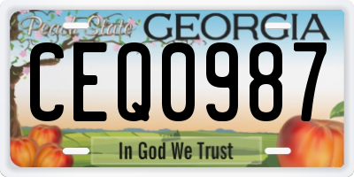 GA license plate CEQ0987