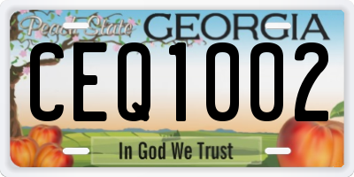 GA license plate CEQ1002