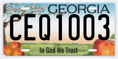 GA license plate CEQ1003