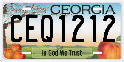 GA license plate CEQ1212