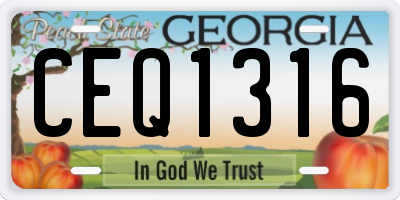 GA license plate CEQ1316